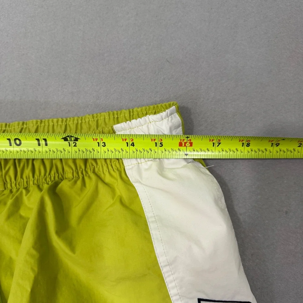 Nautica Swim Trunks Men Large Neon Green Blue Striped Vintage Mesh Lined Shorts